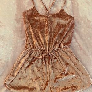 Pink velvet romper